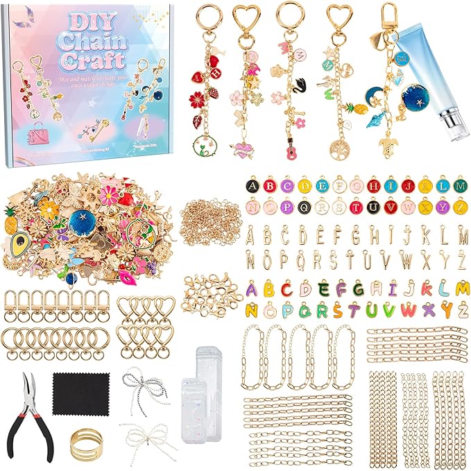569Pcs Charms Lip Gloss Keychain Making Kit, Bracelet Making Kit, DIY Bag Charm by Unknown