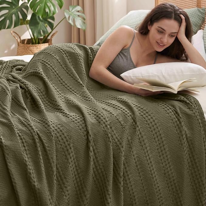 PHF Cooling Waffle Blanket Queen Size, Lightweight 60% Rayon from Bamboo & 40% by PHF