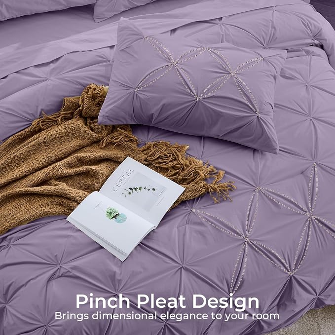 Sasttie Queen Comforter Set, 7-Piece Bed in a Bag, Pintuck Bedding Sets - Image 4