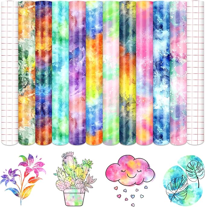 Tintnut Spring Watercolors Permanent Vinyl 10 Sheets 12x10in Adhesive Vinyl | by Tintnut