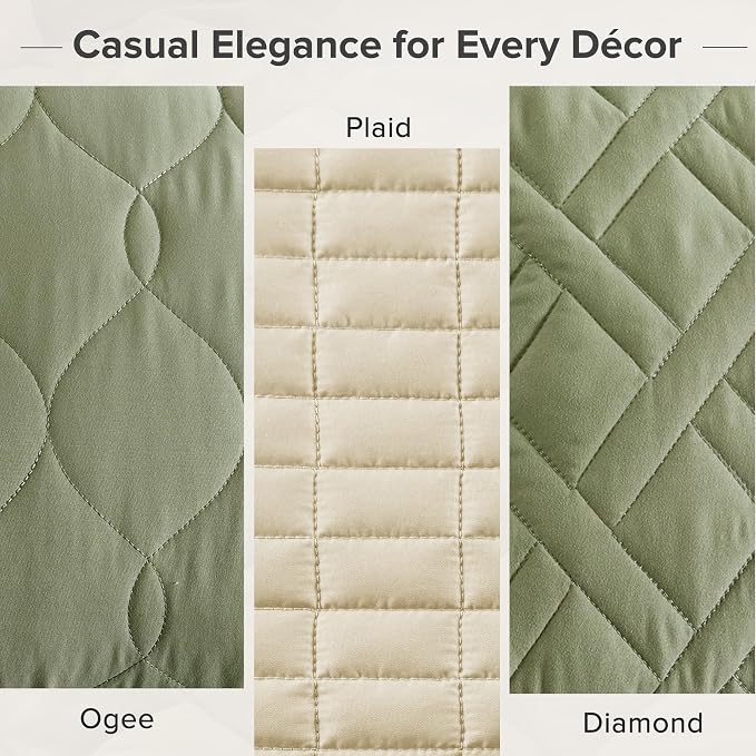 Comfort Spaces Queen Quilt Set Modern Reversible Ogee Coverlet Queen Bedding - Image 5