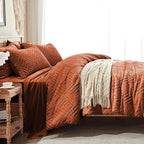 Zzlpp Full Comforter Set 7 Pieces, Burnt Orange Tufted Bed in a Bag - Image 4