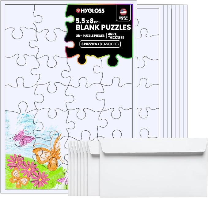 Hygloss 8 Blank Jigsaw Puzzles by HyglossProductsInc