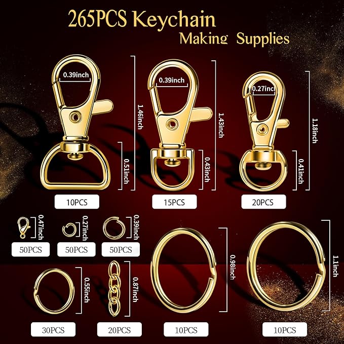 LEOBRO Keychain Making Kit, Metal Lobster Claw Clasps and Key Chain Rings - Image 2
