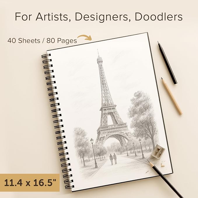 Artist’s Sketchbook Hardcover – 200GSM Very Thick Paper – Large, Spiral Sketch - Image 4