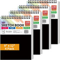 WINNER 9" x 12" Sketch Book 4 Pack, 400 Sheets Spiral Bound Art Sketchbook by WINNER