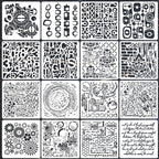 Cubist Stencils for Crafts Reusable Texture Stencils Mixed Media Layering by SUNVERSE