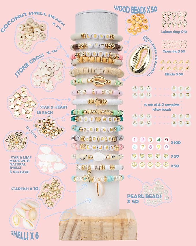 Deinduser Bracelet Making Kit, 24 Colors 2 Boxes Beads - Image 3
