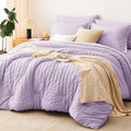 CozyLux King Size Comforter Set Light Purple Seersucker 7 Pieces Bed in a Bag by CozyLux