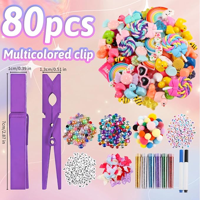 80 Set Cheer Pins Spirit Clips Clothes Wooden Pins - Image 2