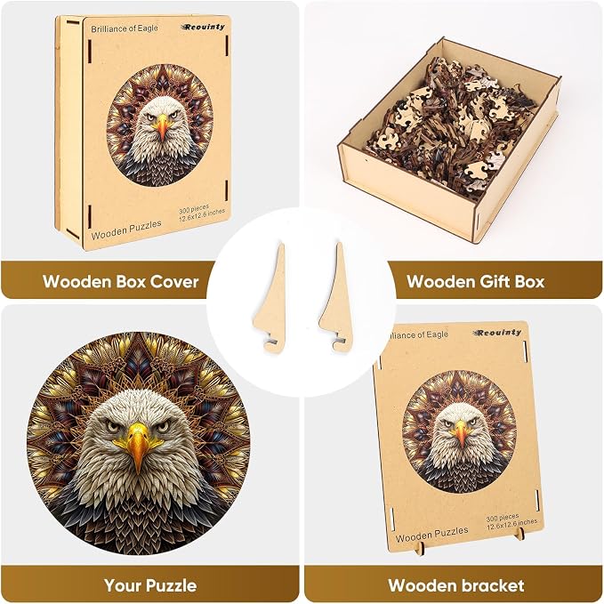 Reouinty Wooden Puzzle for Adults 300 Pieces, Bald Eagle Jigsaw Puzzles for - Image 6