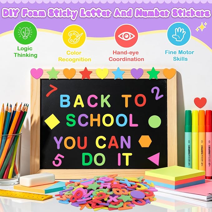 1328 PCS Foam Letter Stickers, Foam Alphabet Number Shape Stickers, Self - Image 5