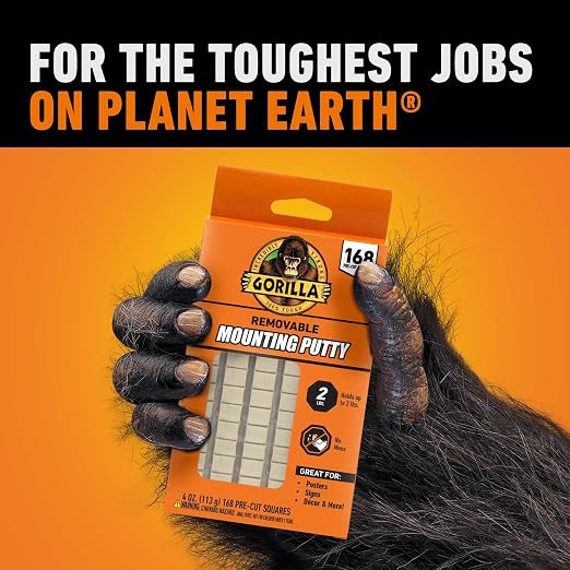 Gorilla Removable Mounting Putty Reusable & Repositionable Adhesive 168 Count - Image 8