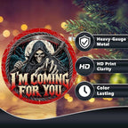 Grim Reaper Halloween Metal Tin Sign Round Wall Decor Blood Moon Scythe Gothic - Image 4
