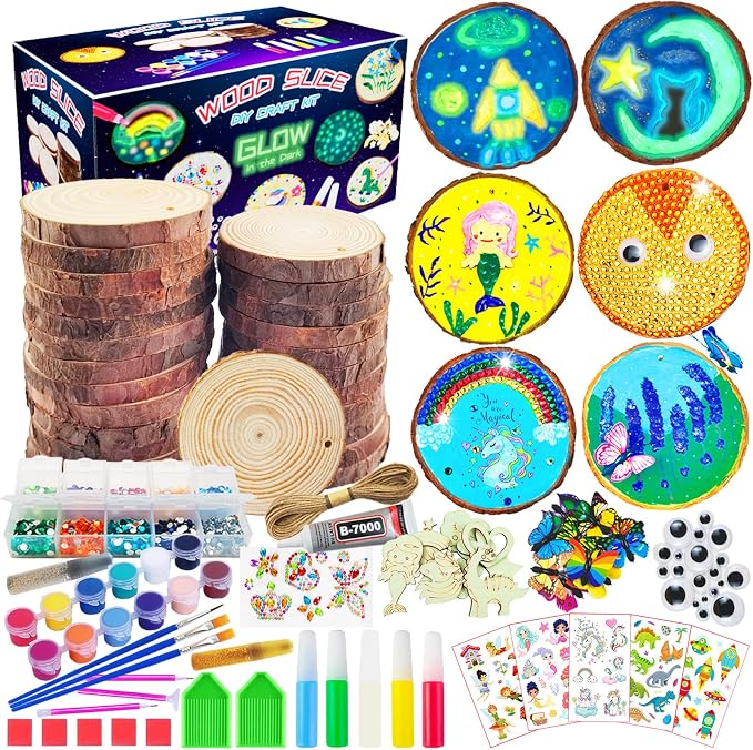KIRKOTOY Wooden Crafts Kit for Kids-Glow in The Dark-Arts & Crafts Gifts for by KIRKOTOY