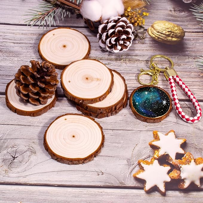 SENMUT Unfinished Wood Slices 30pcs 2.8"-3.0" Wood Circles - Image 5