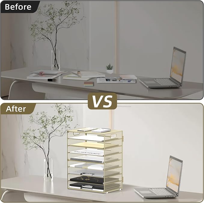 DALTACK 9-Tier Paper Organizer for Desk, Mesh Letter Tray Desk Organizer - Image 6