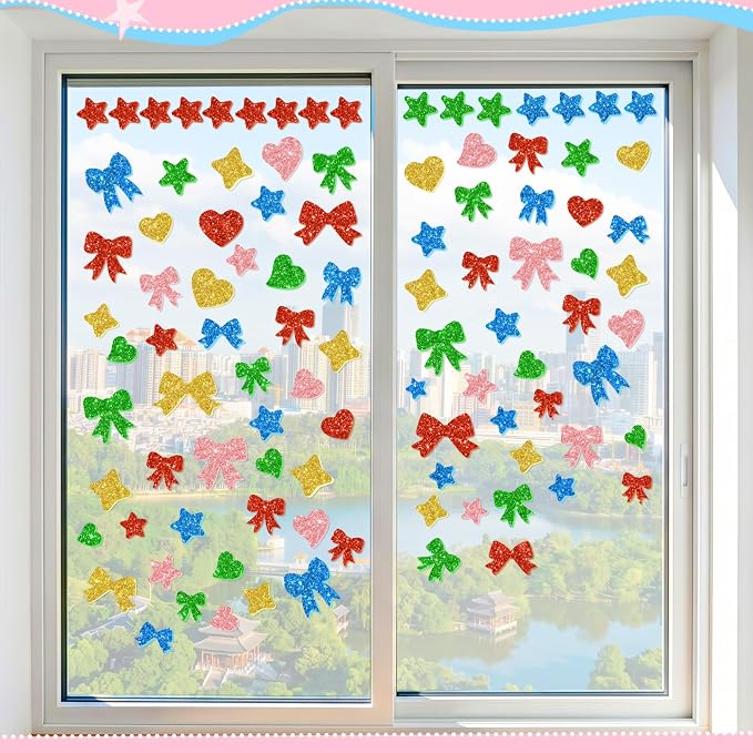 625Pcs Foam Stickers Glitter Colorful Star Heart Bow Shapes Stickers 5Sheets 3D - Image 6