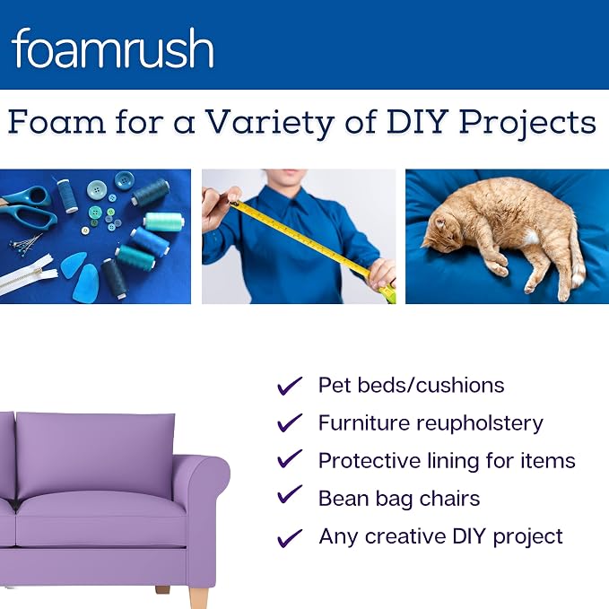FoamRush 2"x 36" x 36" Gel Cooling Memory Square Foam Cushion, Upholstery Foam - Image 5