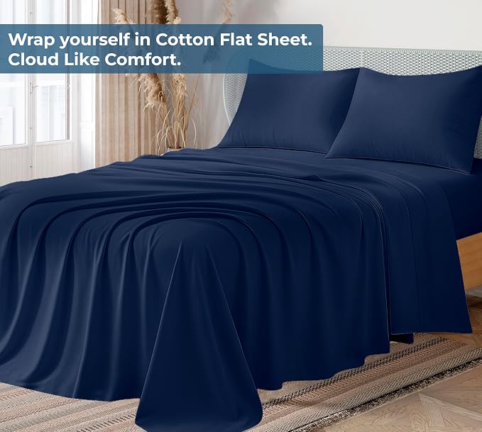 Royale Linens 100% Organic Cotton California King Flat Sheet Only - Image 2