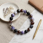 45pcs Round Loose Purple&Coffee Fire Agate Beads - Image 4