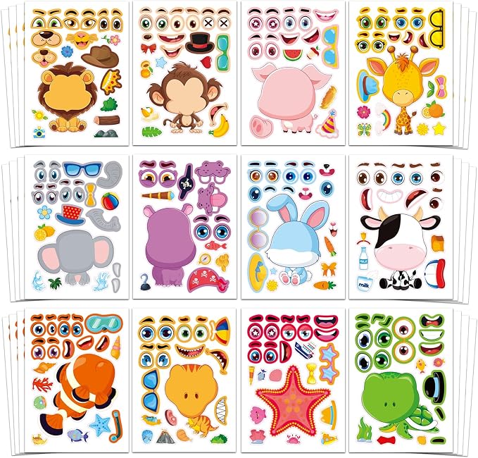 Aowplc 48 Pcs Make-a-Face Sticker Sheets by Aowplc