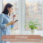 Haton Window Privacy Film, Stained Glass Rainbow Film Decorative Window Clings - Image 3