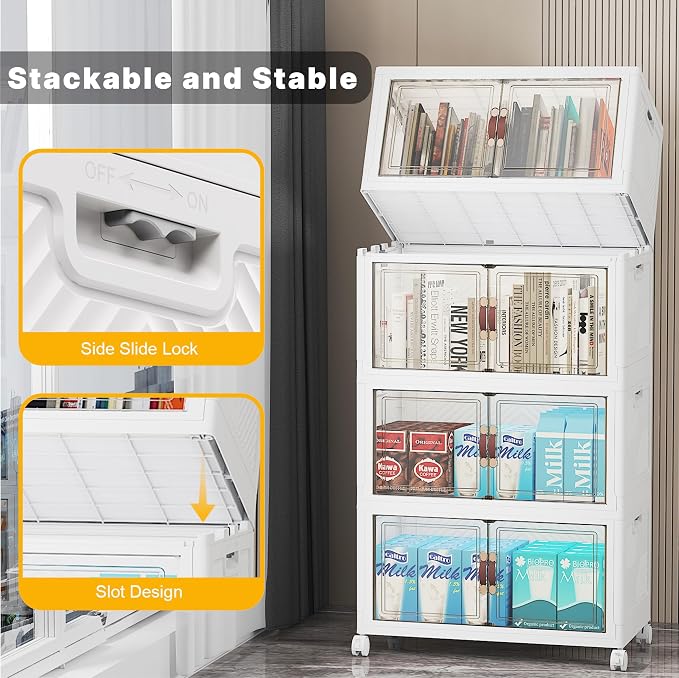 UAMFURI Stackable Storage Bins, 416QT Collapsible Drawers - Image 4