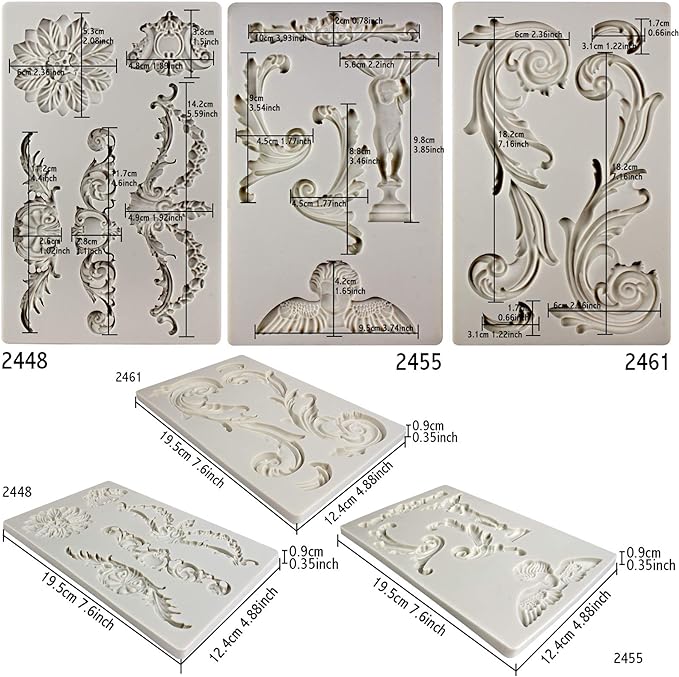 Baroque Style Ornament Curlicues Silicone Molds 3-Count Cherub Birdbath - Image 4