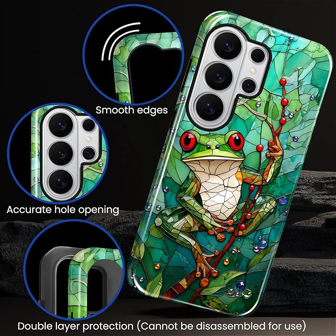 for Samsung Galaxy S26 Ultra Case, Frog Stained Glass Pattern Glossy 2 in 1 - Image 2