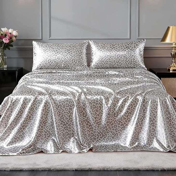 FreshCulture Satin Sheets Queen Size Bed Set- 4 Piece Luxury Soft Silky Queen - Image 2