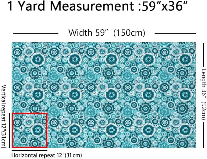 Feelyou Boho Abstract Upholstery Fabric by The Yard, Retro Aqua Mandala Outdoor - Image 2