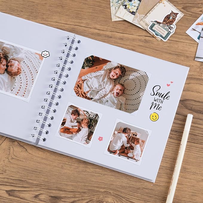 potricher 8 x 8 Inch DIY Scrapbook Album 40 Pages Hardcover Kraft Paper Scrap - Image 3