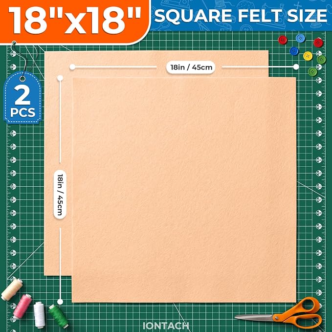 IONTACH 18" X 18" Soft Felt Sheets 1.6mm Thick | Acrylic Felt Fabric Sheets - Image 2