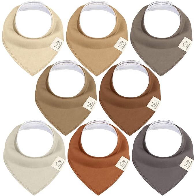 8-Pack Organic Baby Bandana Bibs for Boys, Girls - Super Absorbent Triangle Baby Bibs for Drooling and Teething Infant, 100% Cotton Extra Soft for Newborn, Infant 0-36 Months (Terracotta)