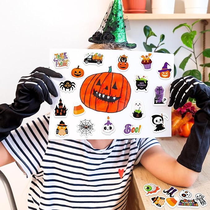 300Pcs Halloween Foam Stickers, Self-Adhesive Ghost Pumpkin Spider Stickers - Image 4