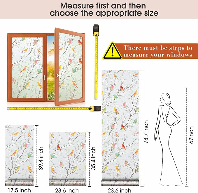 Coavas Stained Glass Window Film, Decorative Frosted Glass Window Privacy Film - Image 4