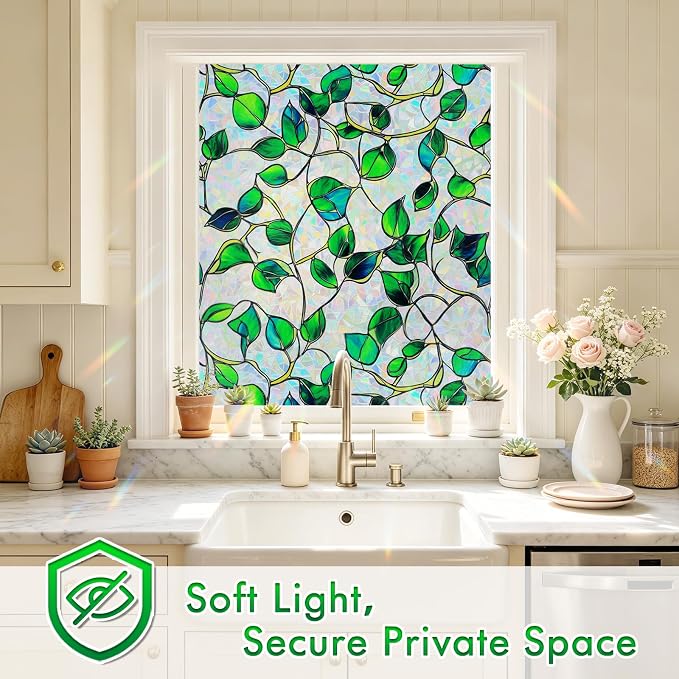 SOMWISE Rainbow Window Privacy Film, Heat Control, UV Blocking, Anti-Glare - Image 5