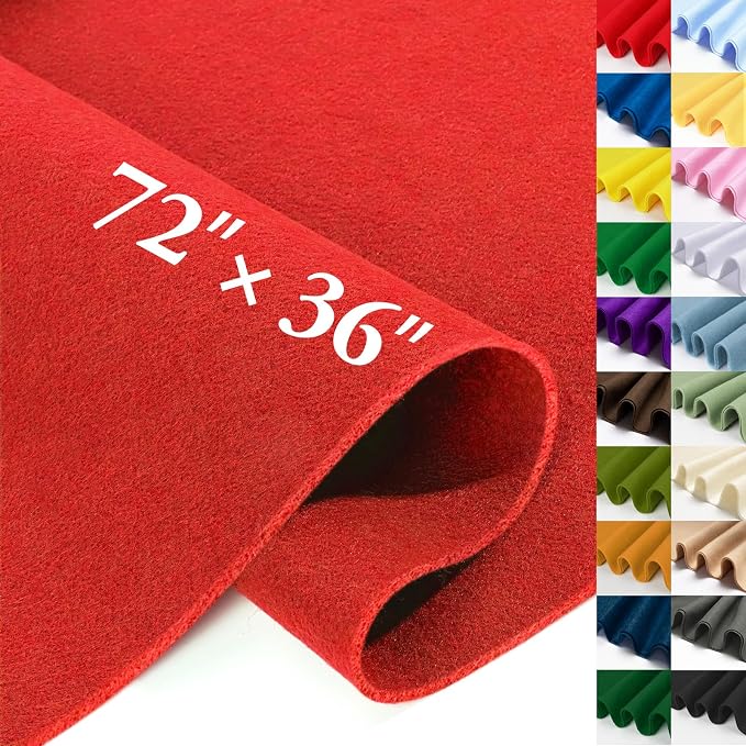 Red Felt Fabric Sheet 72" X 36", 1.4mm Thick Large Soft Durable Flexible Craft by MITINU