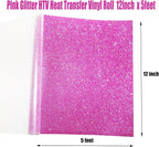 Pink Glitter Heat Transfer Vinyl Rolls Pink HTV Vinyl Iron 12inch x 5feet Iron - Image 4