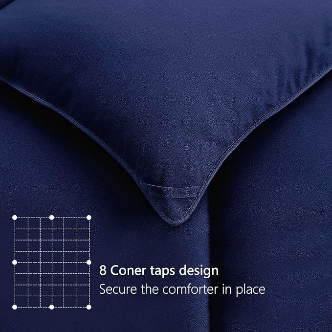 TEXARTIST Premium 2100 Series Queen Comforter All Season Breathable Navy Blue - Image 5