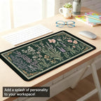 Deep Green Retro Desk Pad, Plant Flower Mouse Pad XXL, Large Gaming Mouse Mat - Image 6
