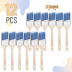 Bates Angle Paint Brushes, 12 Pack, Treated Wood Handle, Stain & Wall Brushes - Image 2