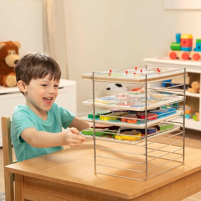 Melissa & Doug Multi-Fit Metal Wire Puzzle Rack 12 inches wide and 0.75 inches - Image 2