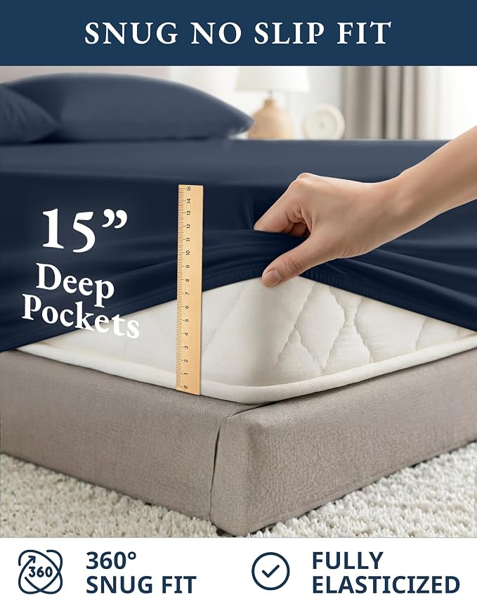 LANE LINEN Eco Friendly 100% Organic Cotton Fully Elasticized Full Sheet Set - Image 7