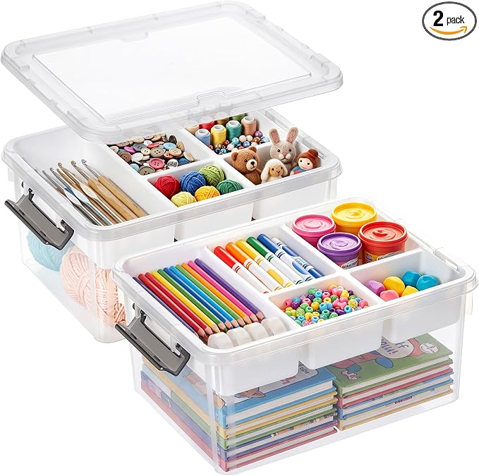 17 QT Clear Stackable Craft Storage by Bienvoun