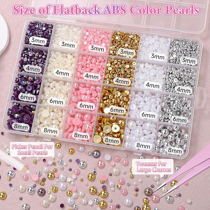 9000Pcs 3-8mm Silver Gold White Flatback Pearls - Image 2