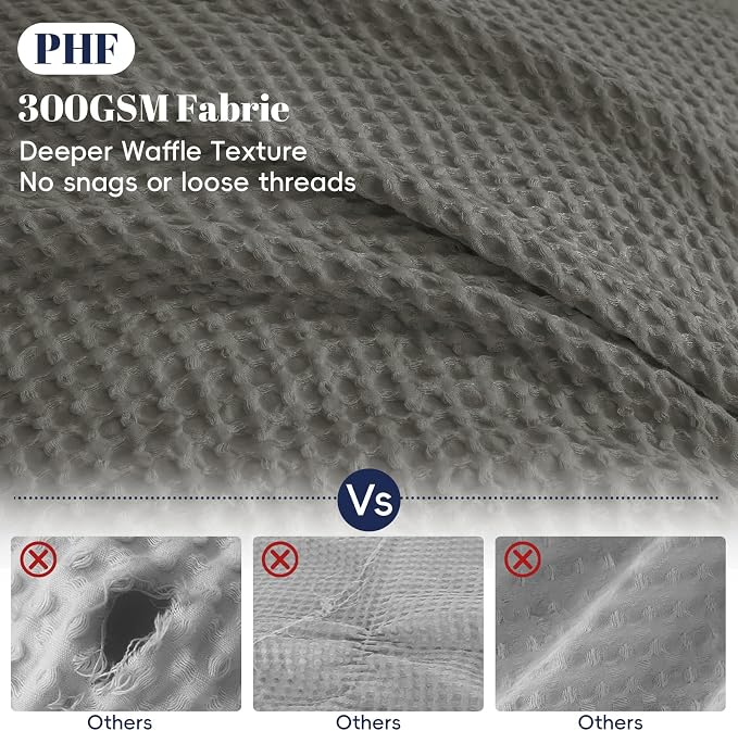 PHF Waffle Weave Duvet Cover Set California King, No Snagging Ultra Soft Luxury - Image 3