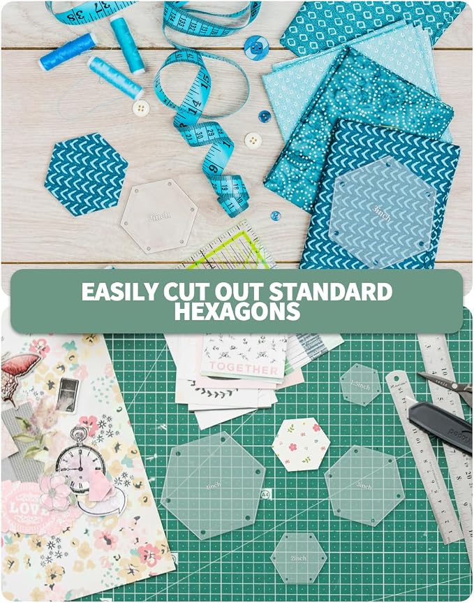 6 PCS Hexagon Templates Quilting 1", Acrylic Quilting Templates - Image 6
