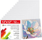Simetufy 12 x 12 inch 12 Pack Painting Canvas Boards- Gesso Primed | Acid-Free by Simetufy